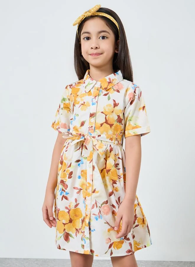 ستايلي فستان بنمط قميص وطبعة زهور